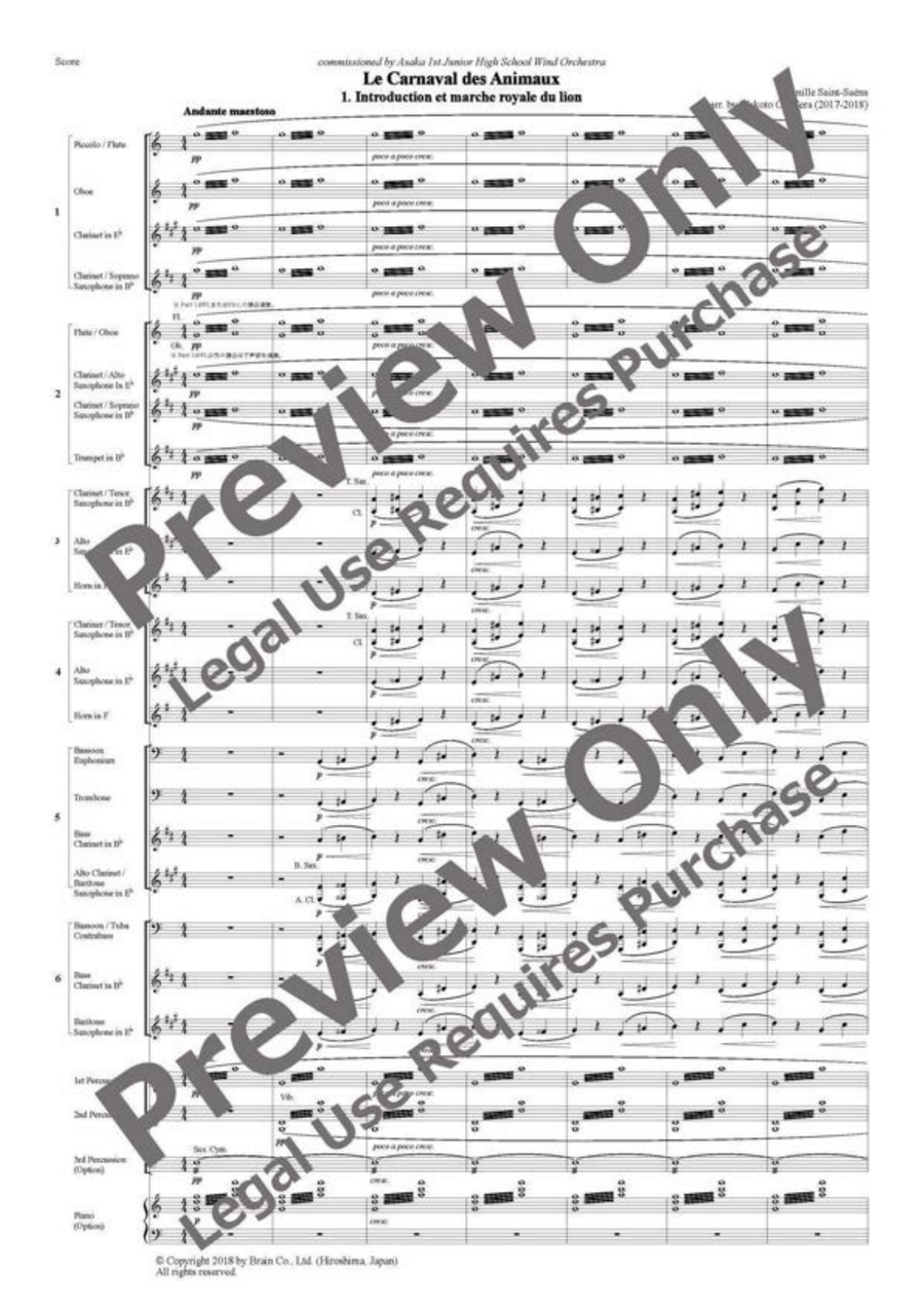 Le Carnaval des Animaux - Flexible Band 6 Parts & Percussion B-Flat Clarinet scores gallery preview page 2