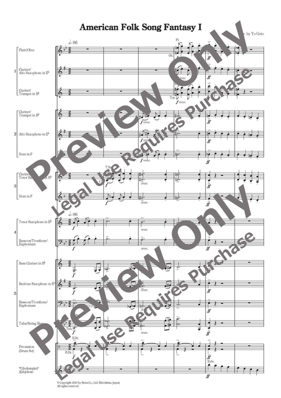American Folksong Fantasy I - Flexible Band 5 Parts & Percussion Bassoon scores gallery preview page 2