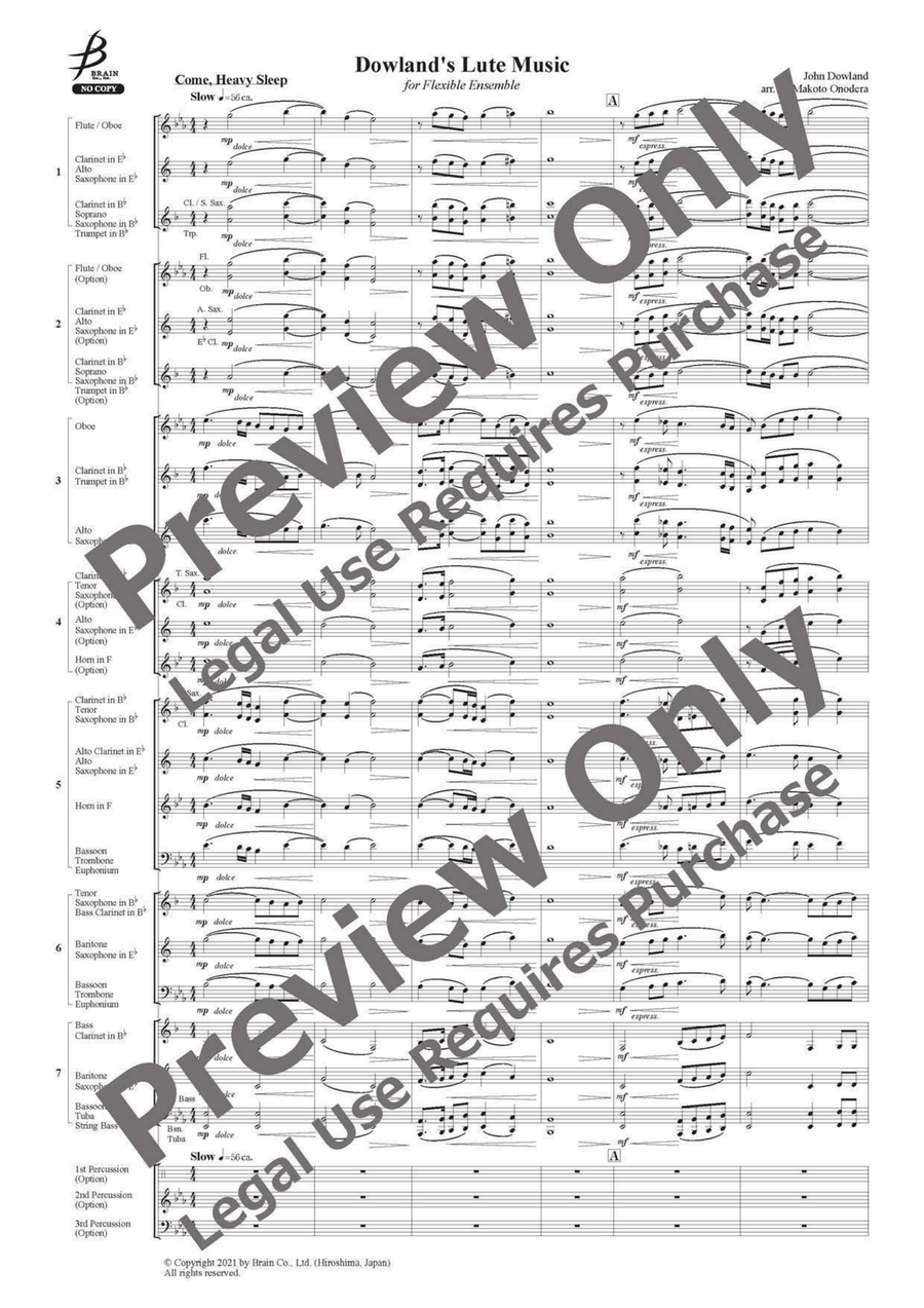 Dowland's Lute Music - Flexible Band 5-7 Parts & Percussion B-Flat Clarinet scores gallery preview page 2
