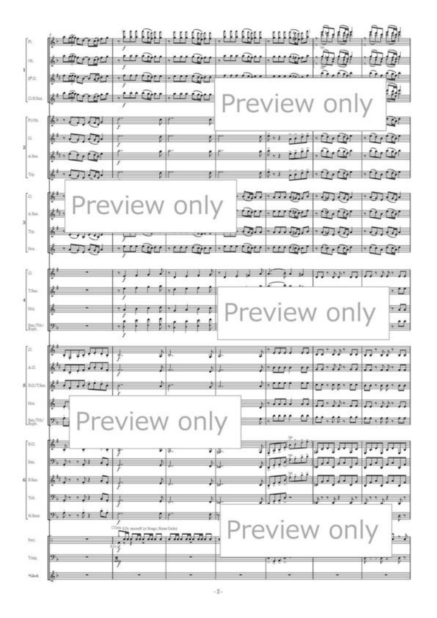 Dancing in the wind-KAZE-NO-MAI - Flexible Band 6 Parts & Percussion by Yosuke Fukuda B-Flat Clarinet - Sheet Music page 3