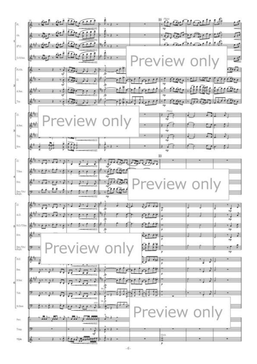 Dancing in the wind-KAZE-NO-MAI - Flexible Band 6 Parts & Percussion by Yosuke Fukuda B-Flat Clarinet - Sheet Music page 7