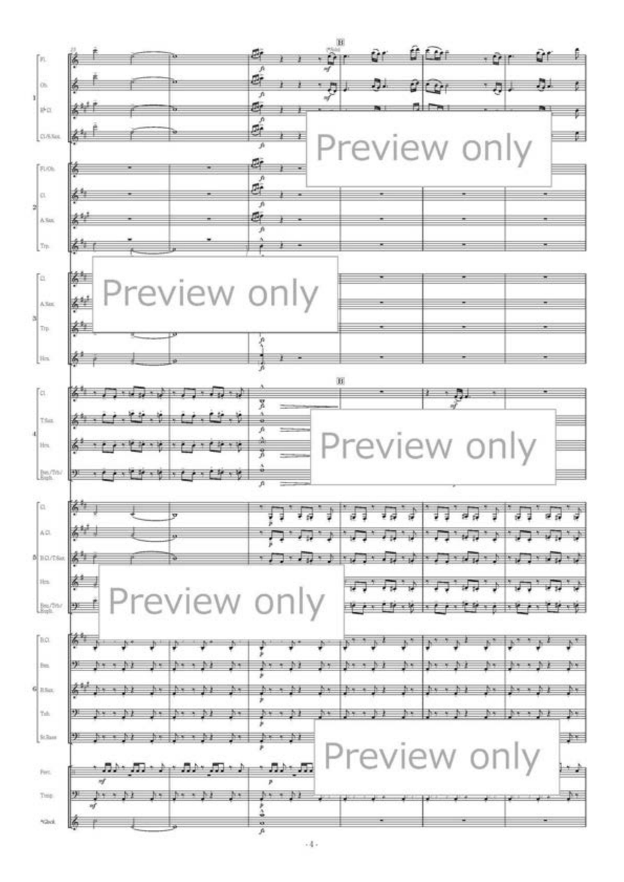 Dancing in the wind-KAZE-NO-MAI - Flexible Band 6 Parts & Percussion by Yosuke Fukuda B-Flat Clarinet - Sheet Music page 5
