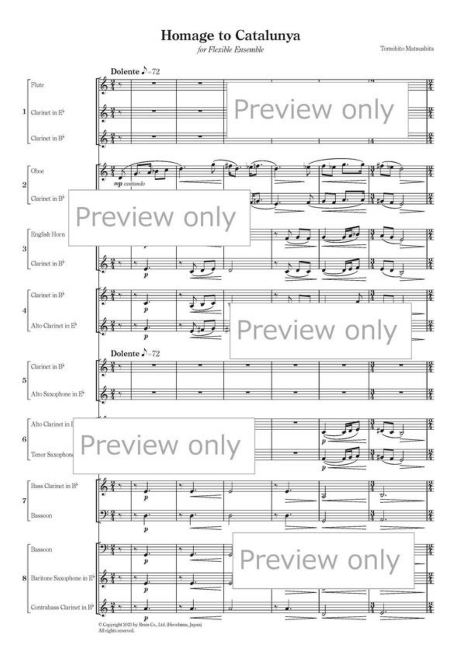Homage to Catalunya - Flexible Woodwind Octet English Horn scores gallery preview page 2