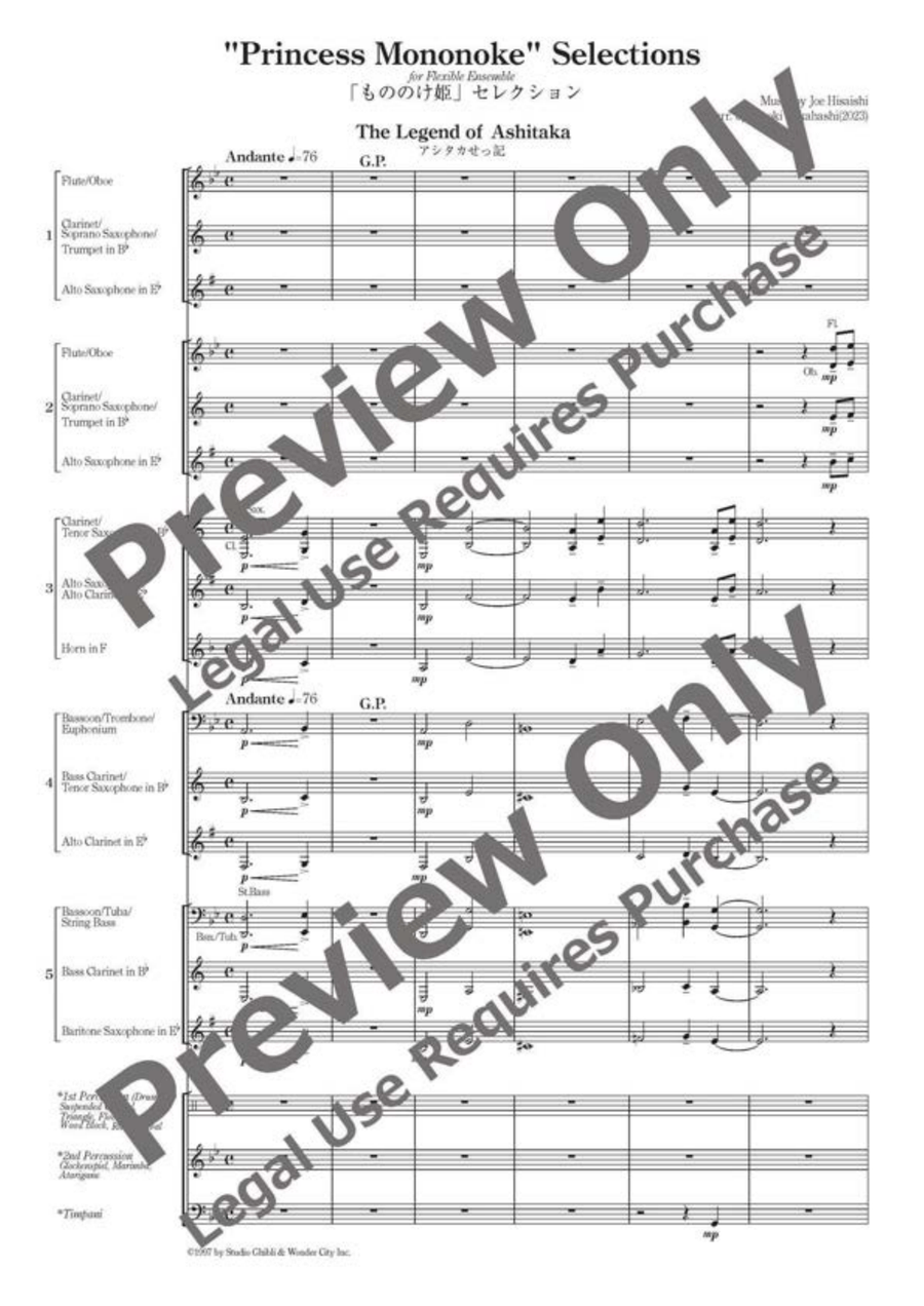 Princess Mononoke Selections for Flexible Ensemble B-Flat Clarinet scores gallery preview page 2