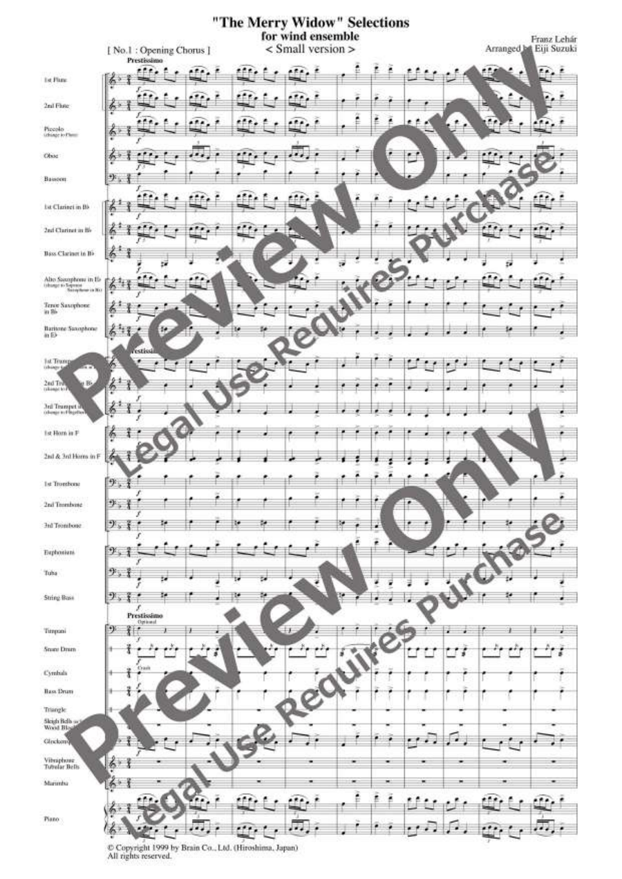 The Merry Widow Selections [Reduced Instrumentation] Concert Band scores gallery preview page 2