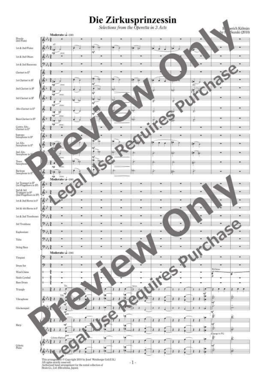 Die Zirkusprinzessin Selections [Full Instrumentation] Concert Band scores gallery preview page 2