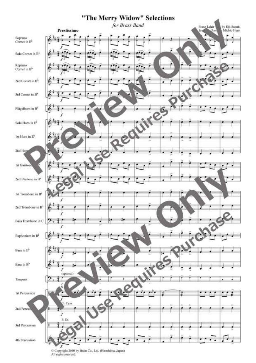 The Merry Widow Selections for Brass Band Brass Band scores gallery preview page 2