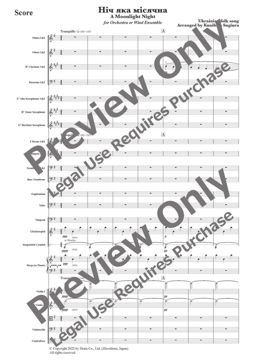 A Moonlight Night for Orchestra or Wind Ensemble Concert Band scores gallery preview page 2