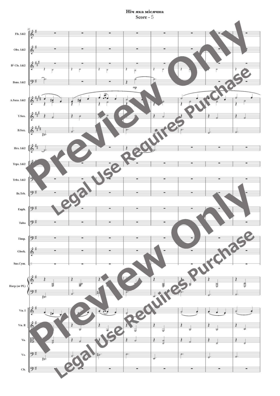 A Moonlight Night for Orchestra or Wind Ensemble Concert Band scores gallery preview page 6