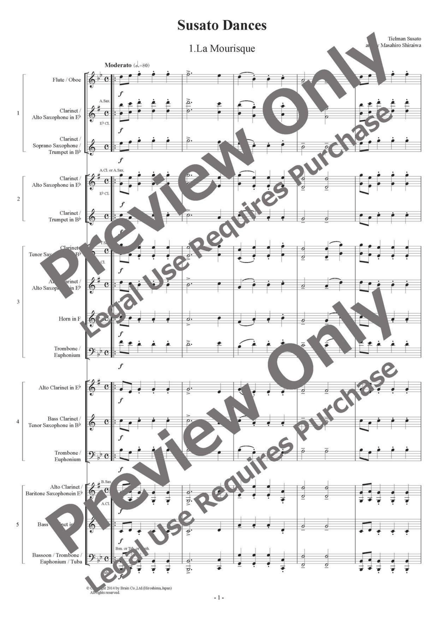 Susato Dances - Flexible Quintet B-Flat Clarinet scores gallery preview page 2