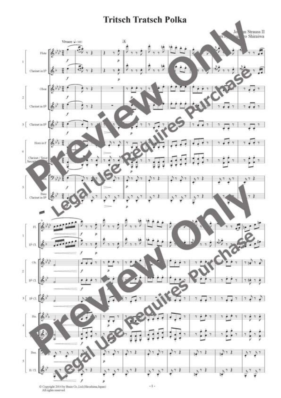 Tritsch Tratsch Polka - Flexible Woodwind Quintet Woodwind Quintet scores gallery preview page 2