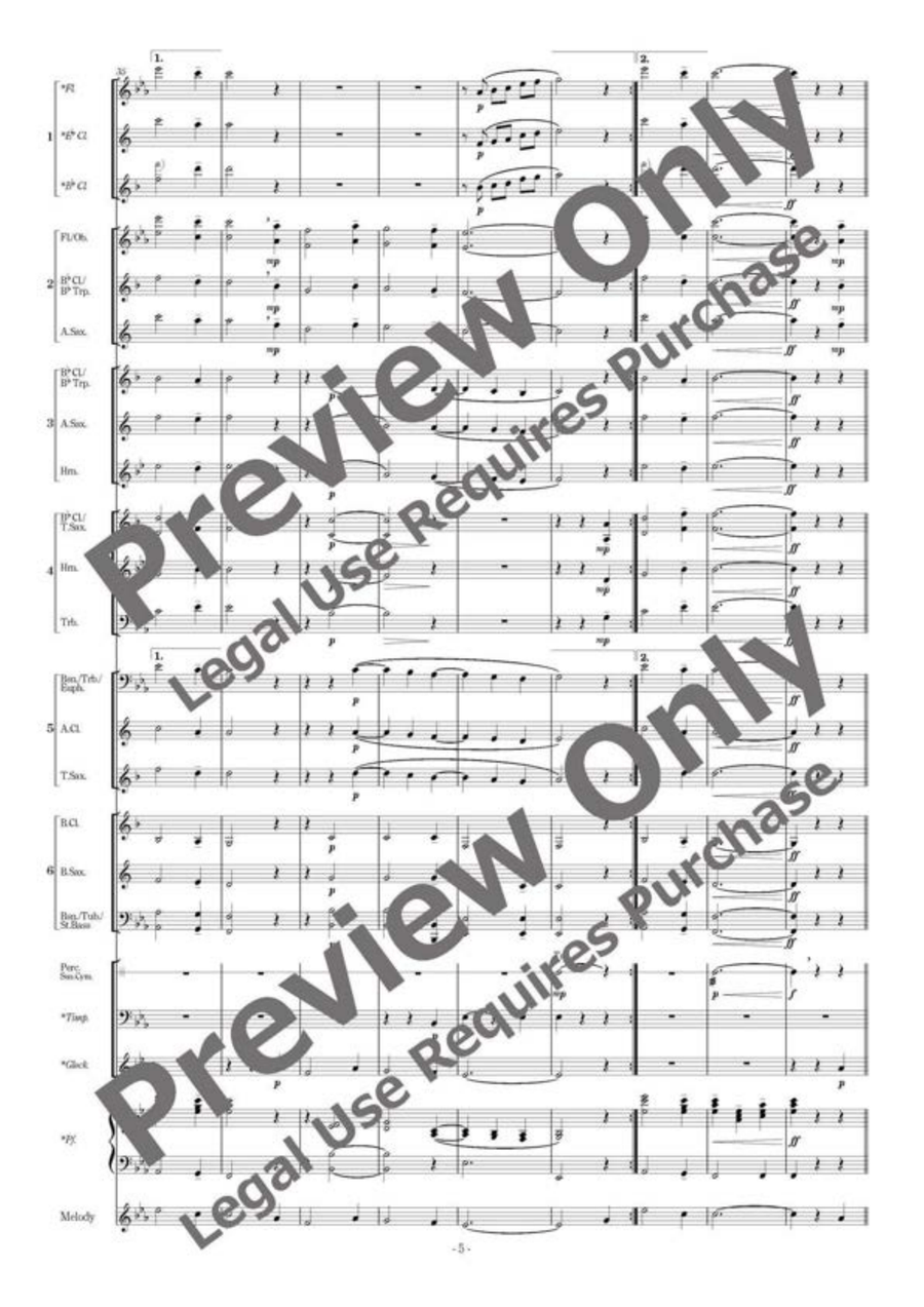 Aogeba Tōtoshi/Auld Lang Syne - Flexible Band 5-6 Parts & Percussion B-Flat Clarinet scores gallery preview page 6
