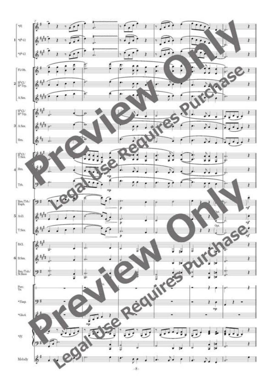 Aogeba Tōtoshi/Auld Lang Syne - Flexible Band 5-6 Parts & Percussion B-Flat Clarinet scores gallery preview page 9