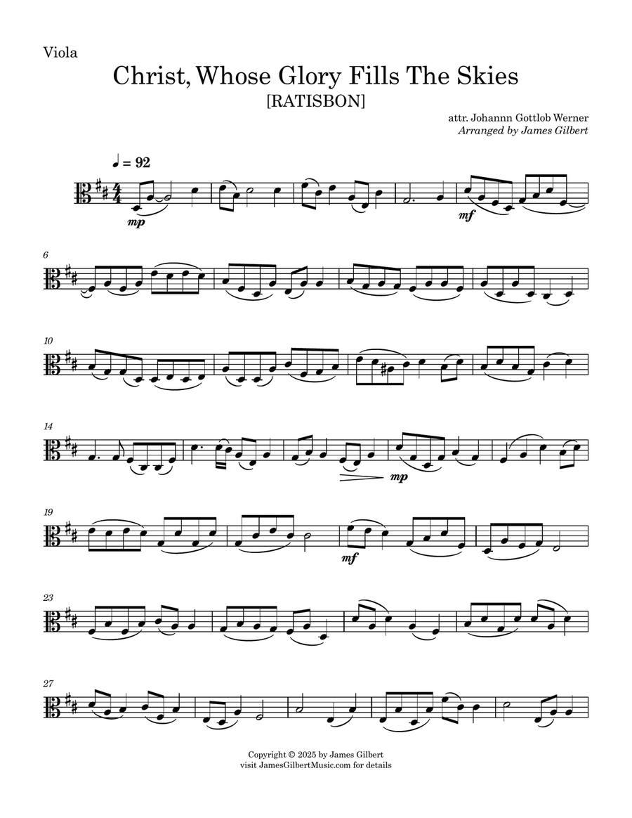 Christ, Whose Glory Fills The Skies String Quartet scores gallery preview page 1