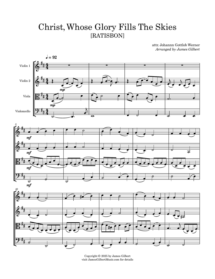 Christ, Whose Glory Fills The Skies String Quartet scores gallery preview page 4