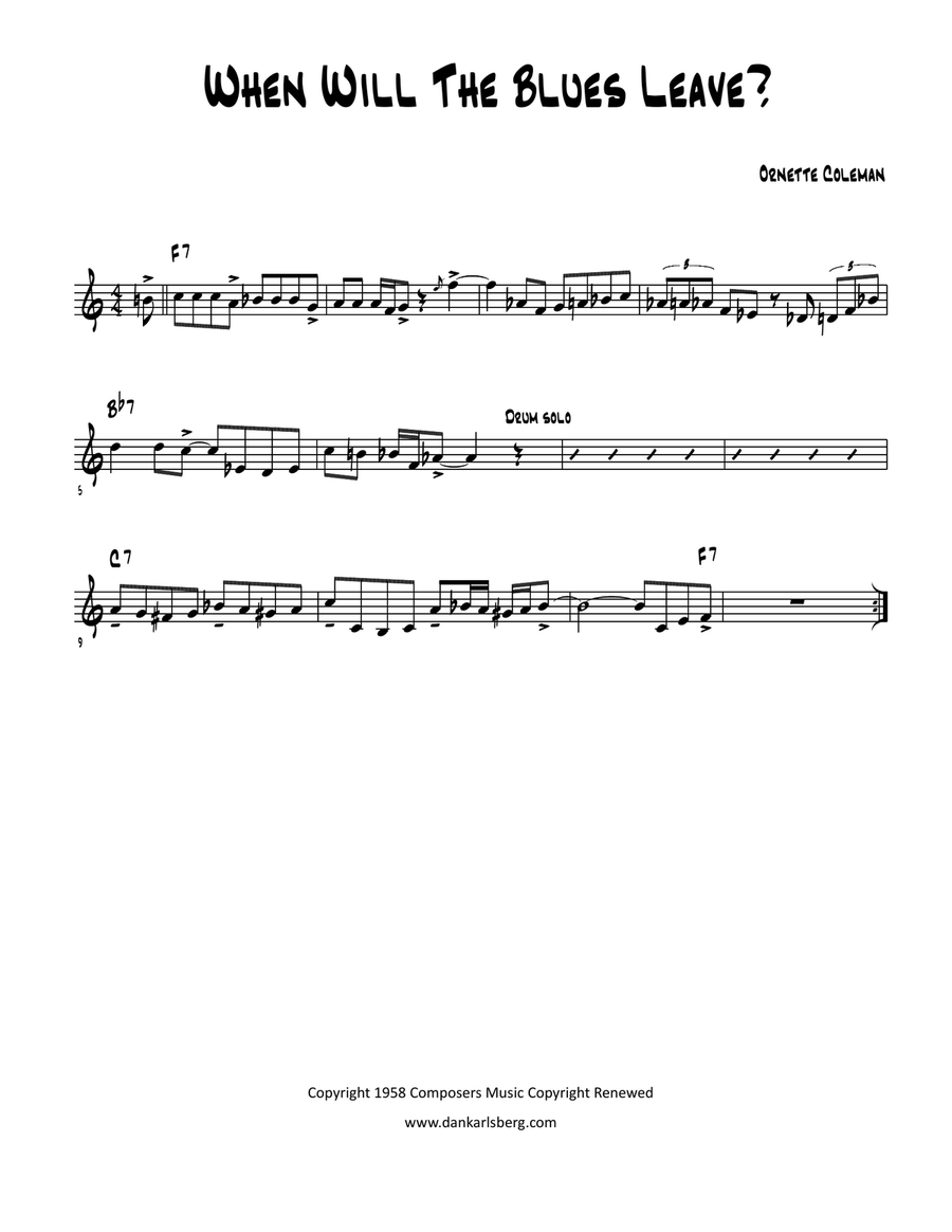 When Will The Blues Leave Piano scores gallery preview page 1