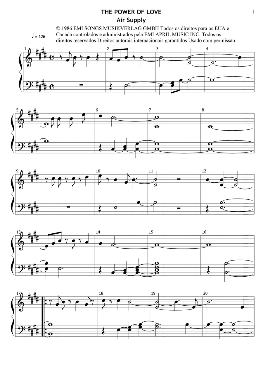 The Power Of Love The Power Of Love Piano Solo scores gallery preview page 1