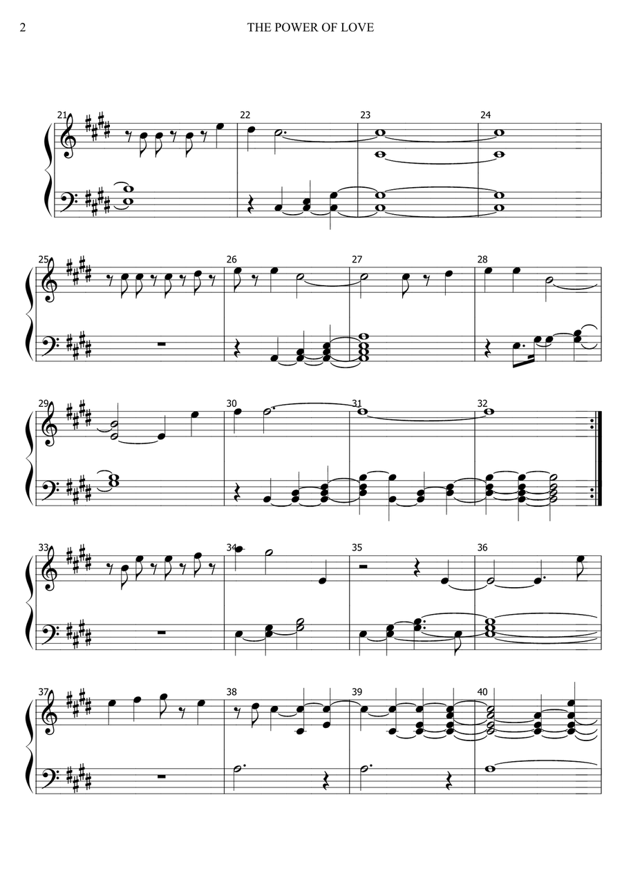 The Power Of Love The Power Of Love Piano Solo scores gallery preview page 2