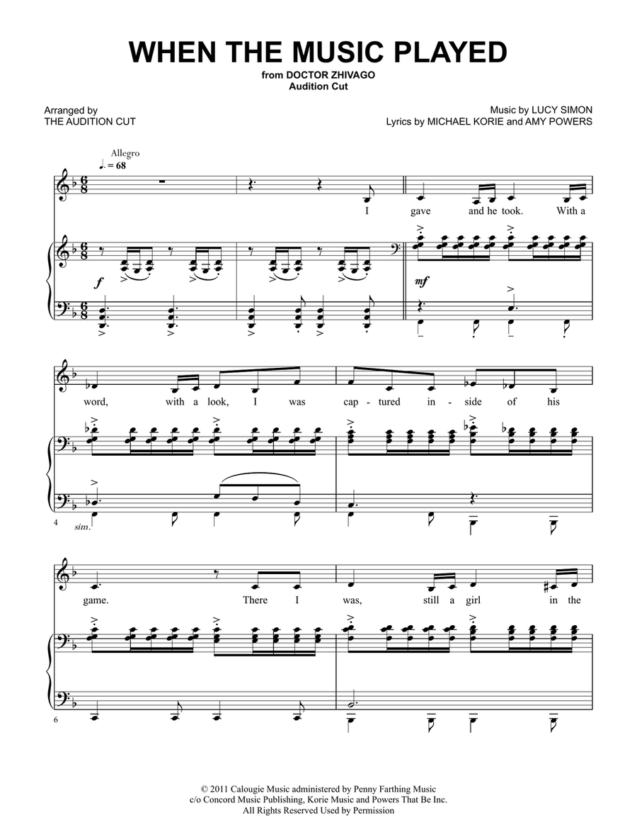 When The Music Played When The Music Played Piano, Vocal scores gallery preview page 1