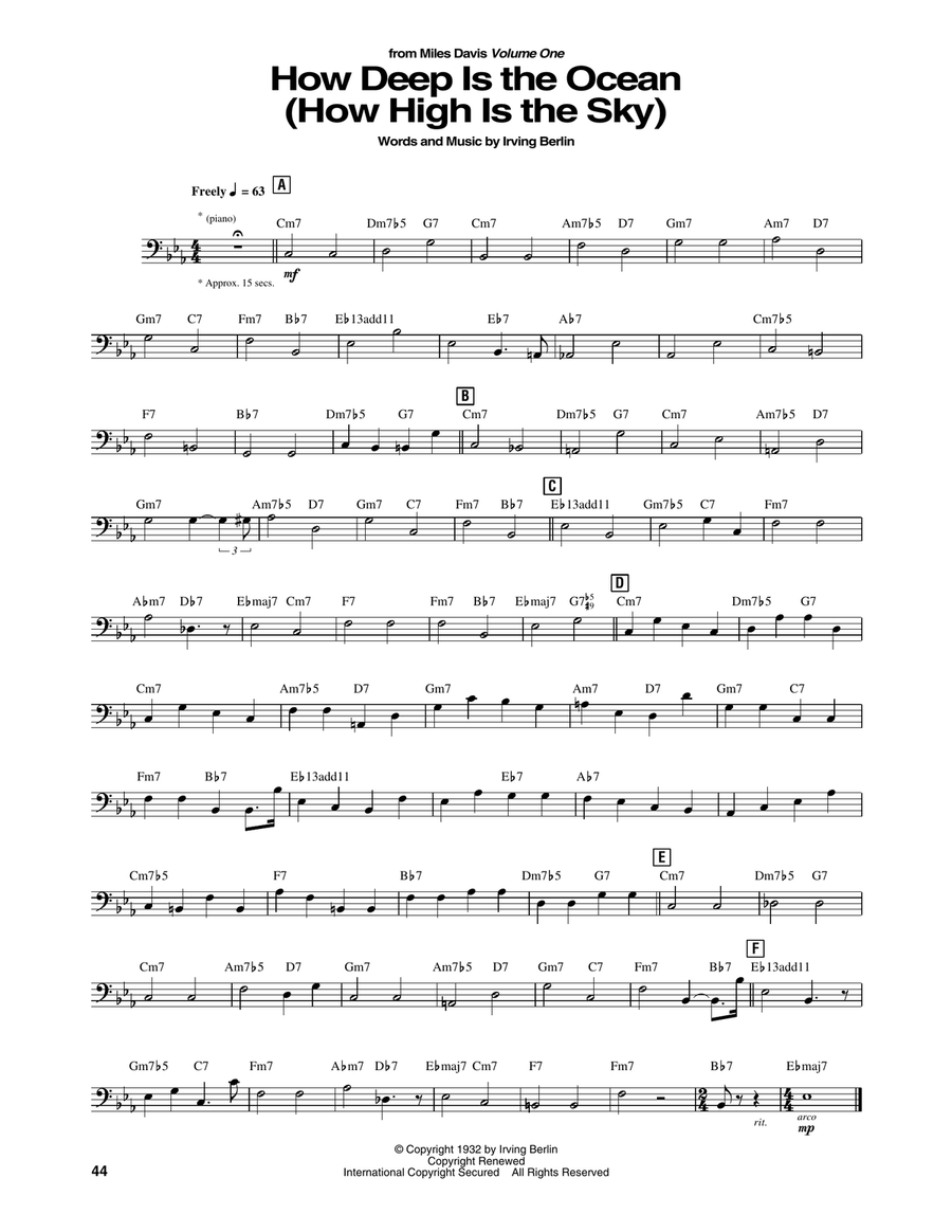 How Deep Is The Ocean (How High Is The Sky) Bass Voice scores gallery preview page 1