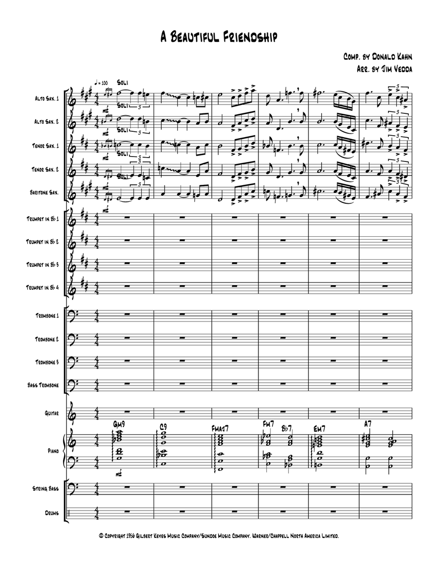 A Beautiful Friendship A Beautiful Friendship Jazz Ensemble scores gallery preview page 1