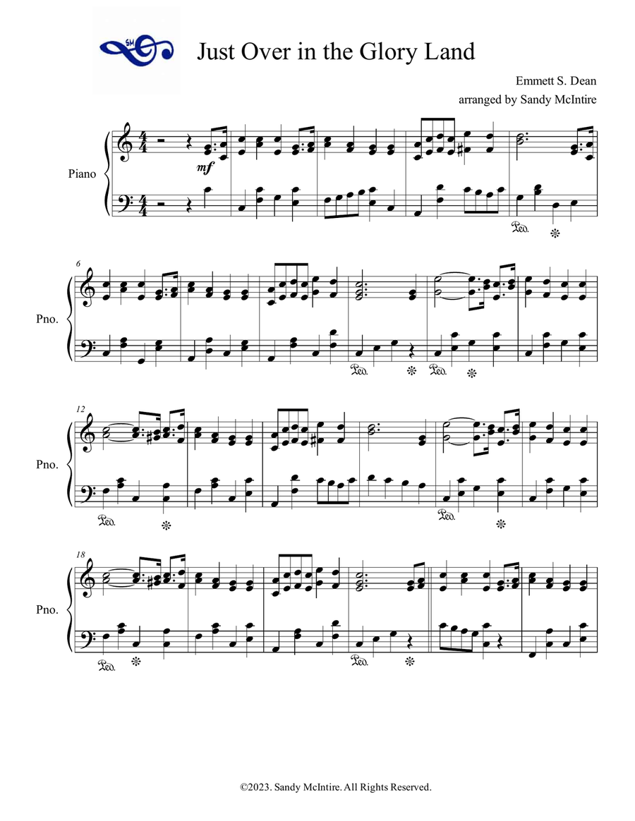 Just Over in the Glory Land Piano Solo scores gallery preview page 2