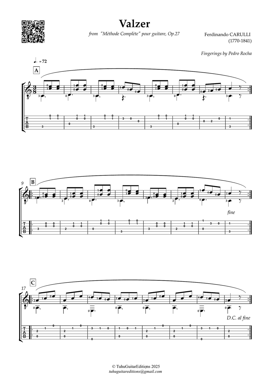 Valzer, Op.27 Valzer, Op.27 Acoustic Guitar scores gallery preview page 1