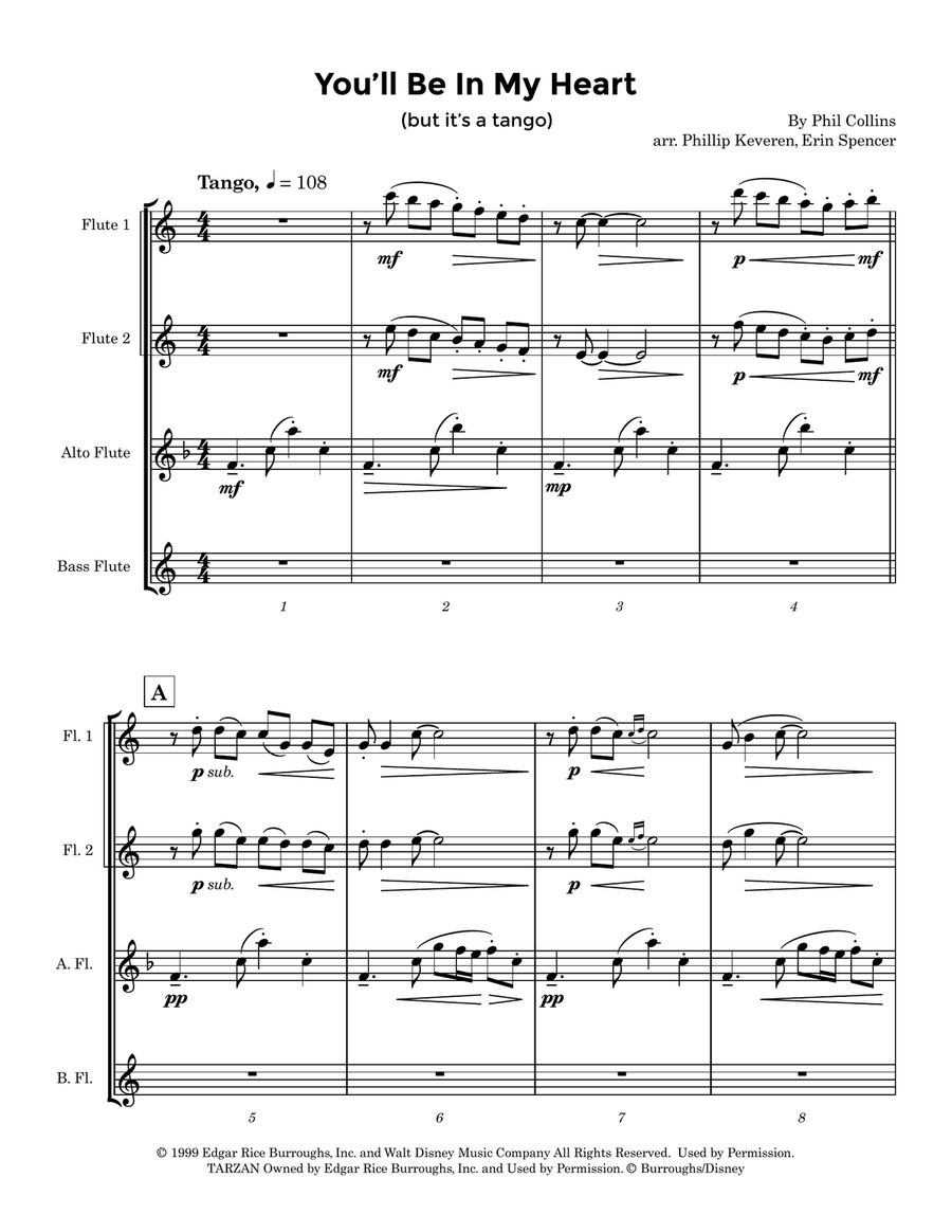 You'll Be In My Heart Flute Quartet scores gallery preview page 3