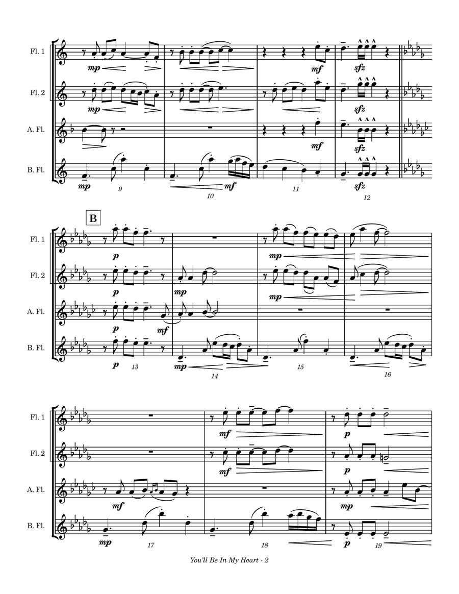 You'll Be In My Heart Flute Quartet scores gallery preview page 4