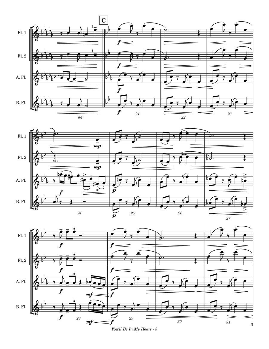 You'll Be In My Heart Flute Quartet scores gallery preview page 5