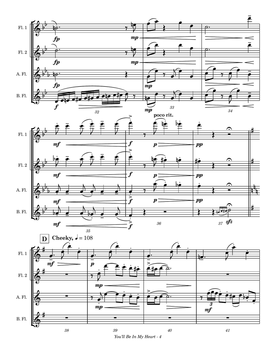 You'll Be In My Heart Flute Quartet scores gallery preview page 6
