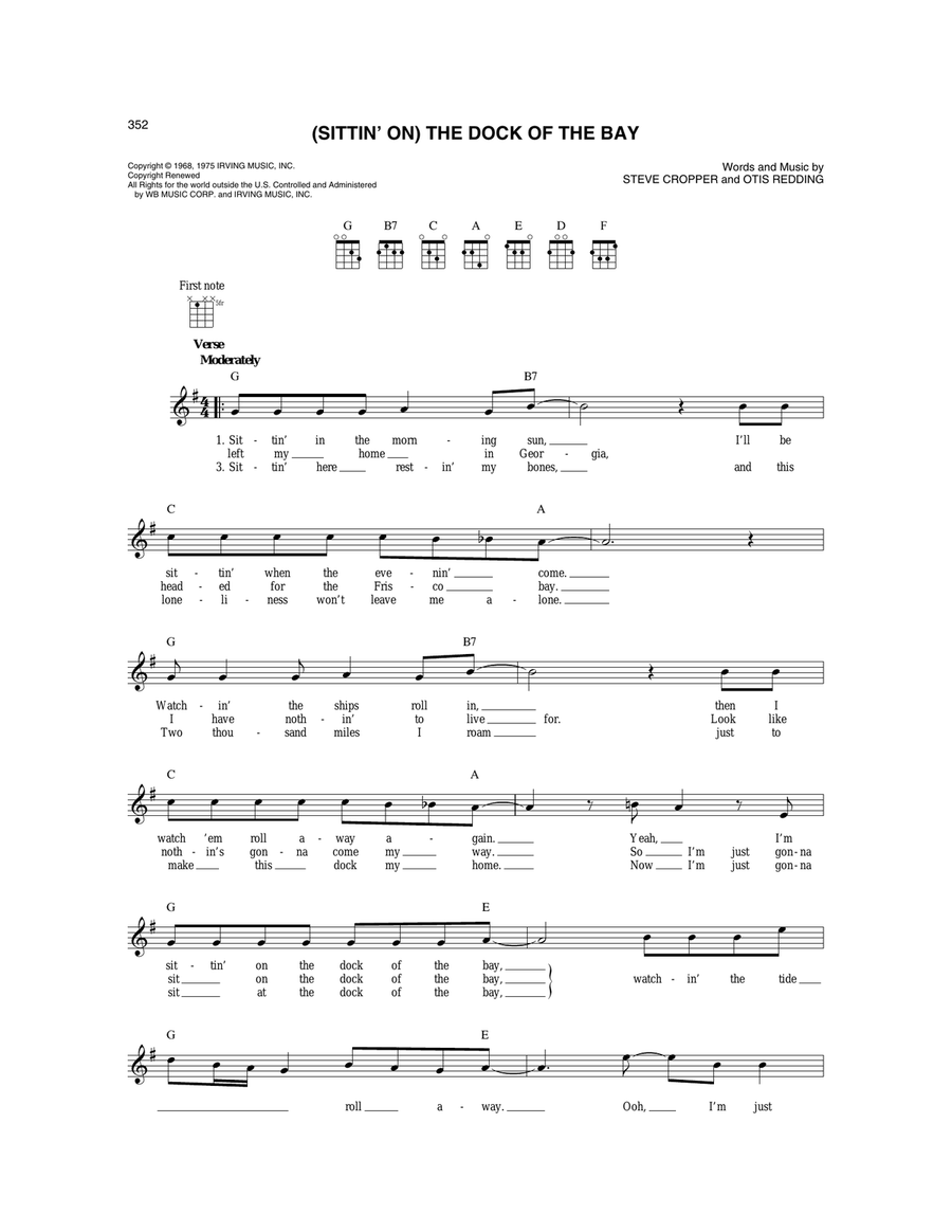 (Sittin' On) The Dock Of The Bay Mandolin scores gallery preview page 1