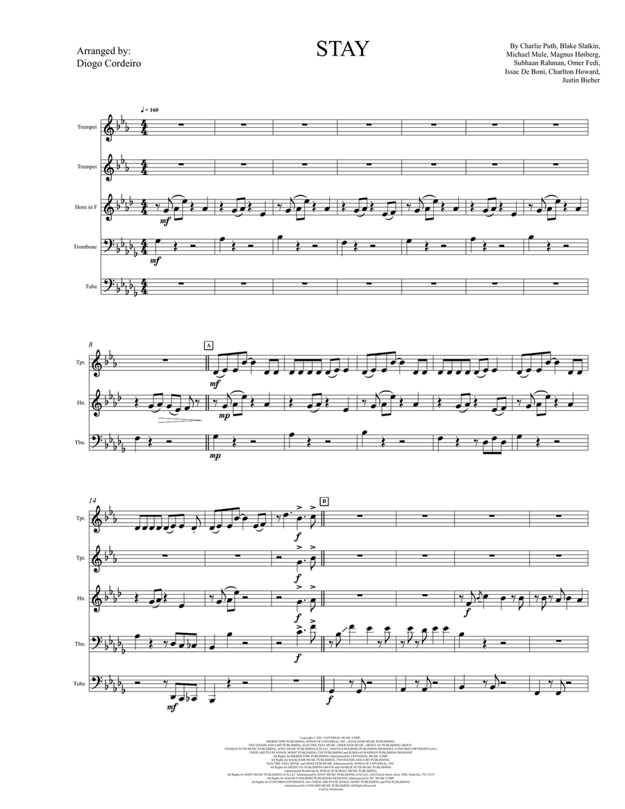 Stay Brass Quintet scores gallery preview page 1