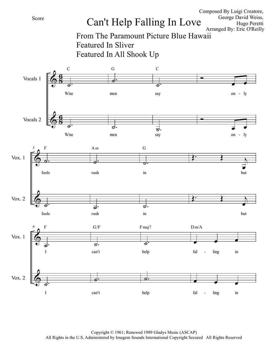 Can't Help Falling In Love Piano scores gallery preview page 1