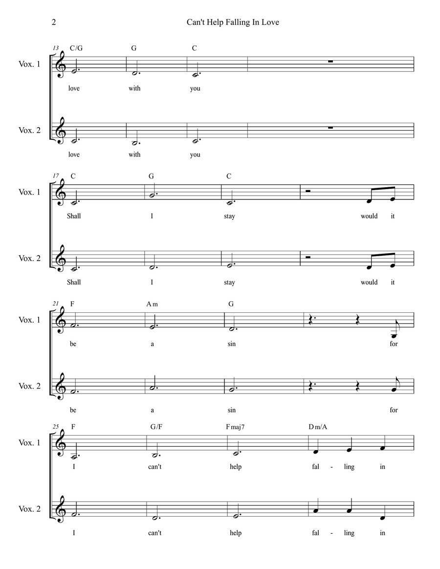Can't Help Falling In Love Piano scores gallery preview page 2