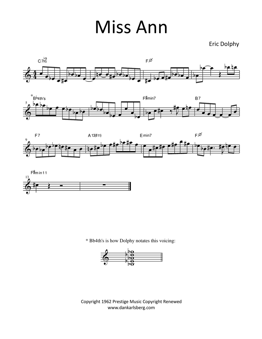 Miss Ann Miss Ann Piano scores gallery preview page 1