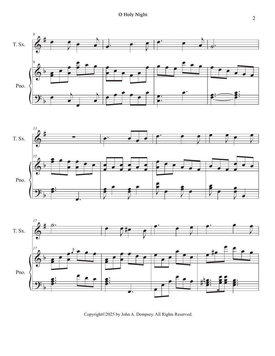 O Holy Night (Tenor Sax and Piano) Tenor Saxophone scores gallery preview page 6