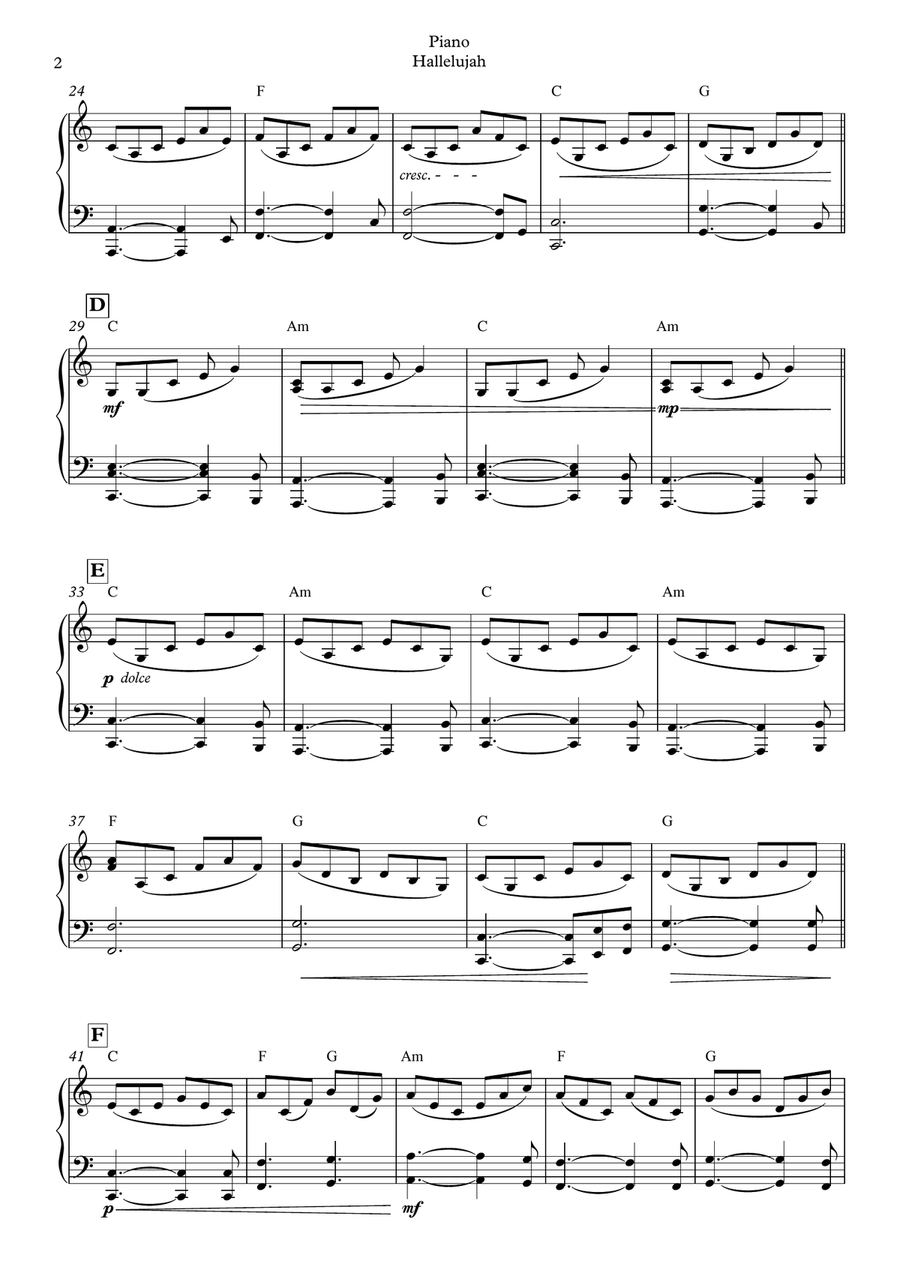 Hallelujah Piano, Vocal scores gallery preview page 2