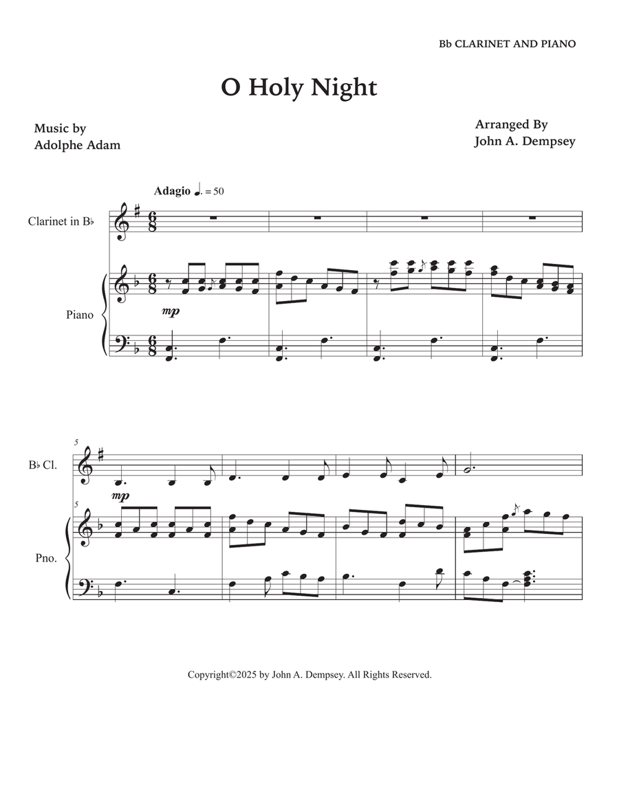 O Holy Night (Clarinet and Piano) B-Flat Clarinet scores gallery preview page 5