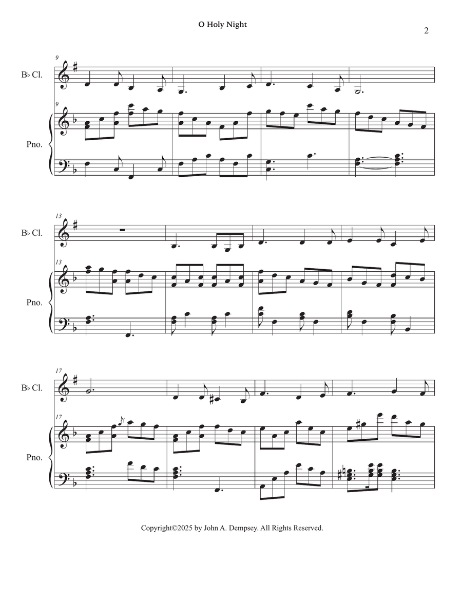 O Holy Night (Clarinet and Piano) B-Flat Clarinet scores gallery preview page 6