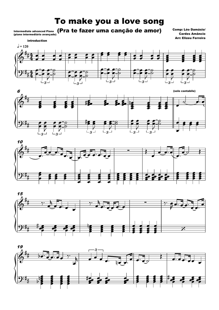 To make you a love song To make you a love song Piano Solo scores gallery preview page 1