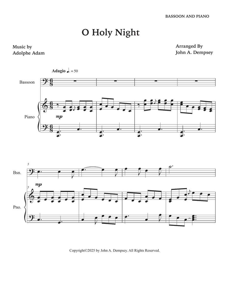 O Holy Night (Bassoon and Piano) Bassoon Solo scores gallery preview page 5