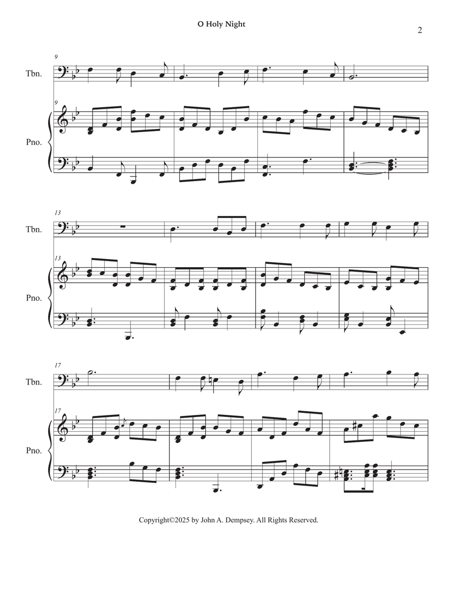 O Holy Night (Trombone and Piano) Piano scores gallery preview page 6