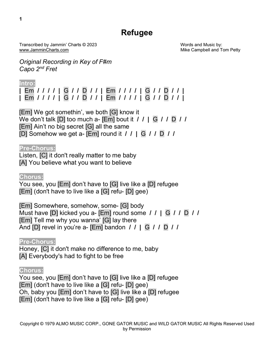 Refugee Refugee Acoustic Guitar scores gallery preview page 1