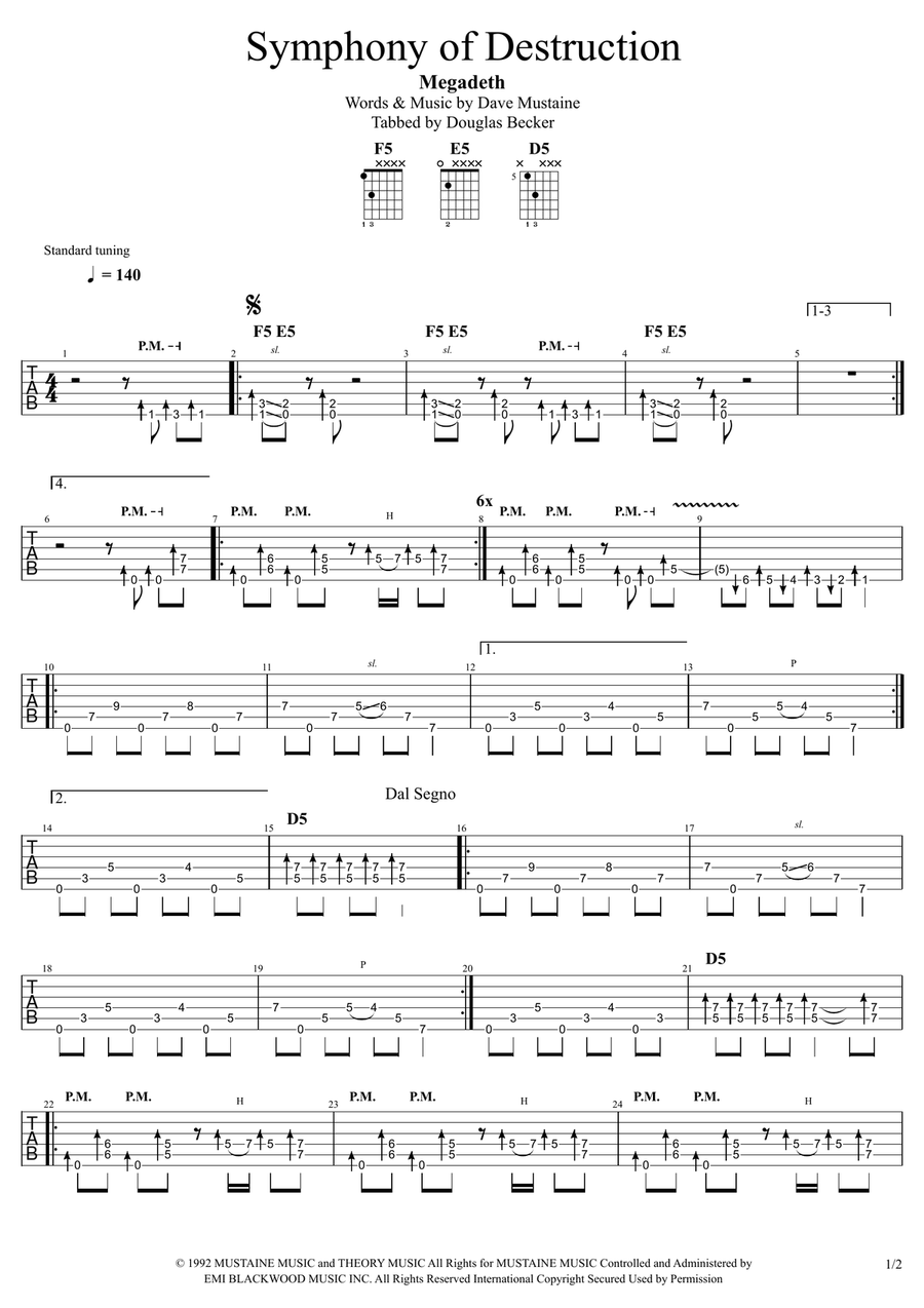 Symphony Of Destruction Symphony Of Destruction Acoustic Guitar scores gallery preview page 1