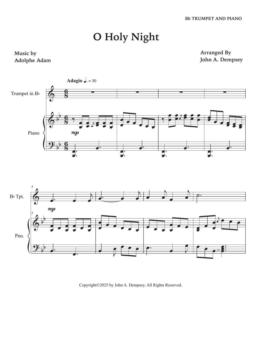 O Holy Night (Trumpet and Piano) B-Flat Trumpet scores gallery preview page 5