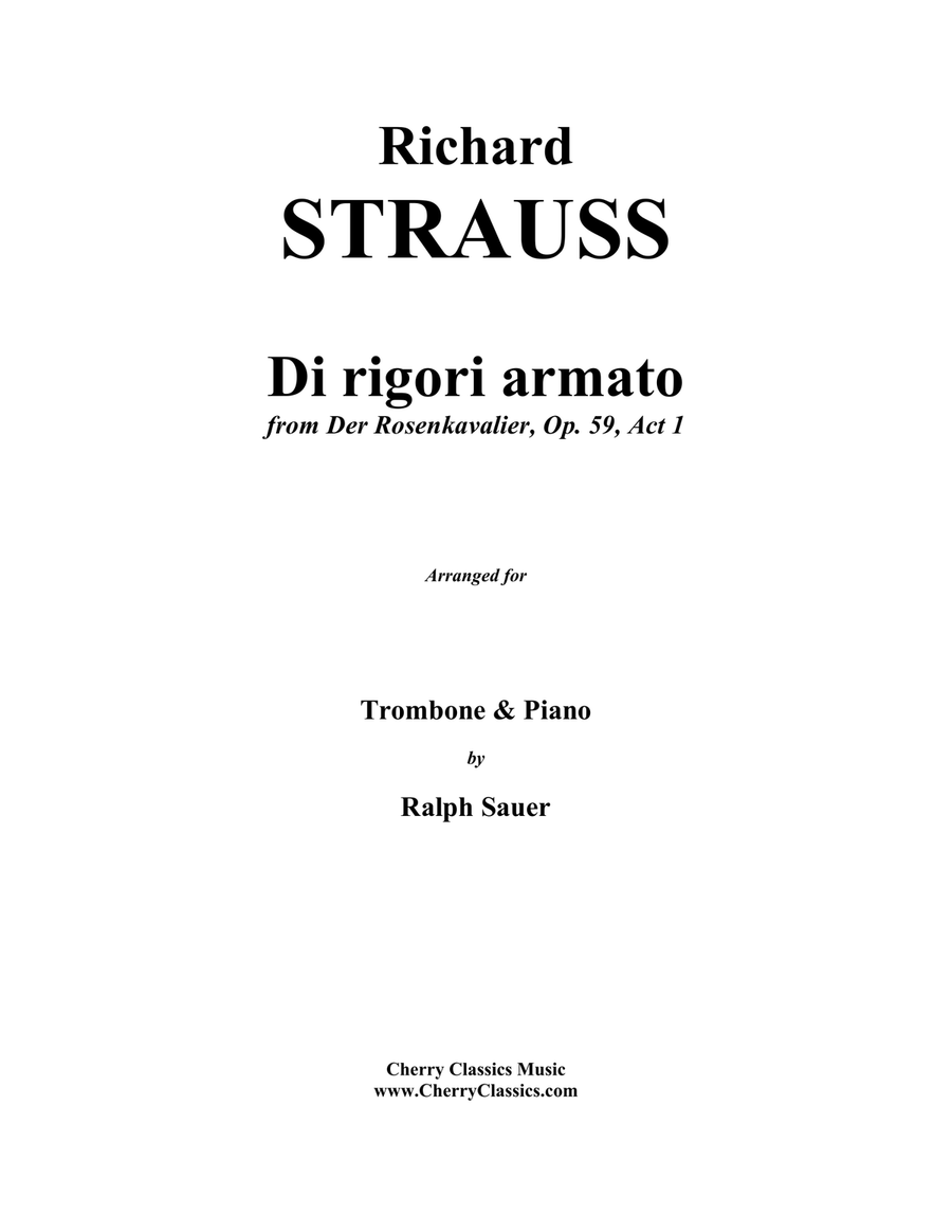 Di rigori armato from Der Rosenkavalier for Trombone and Piano Piano scores gallery preview page 2