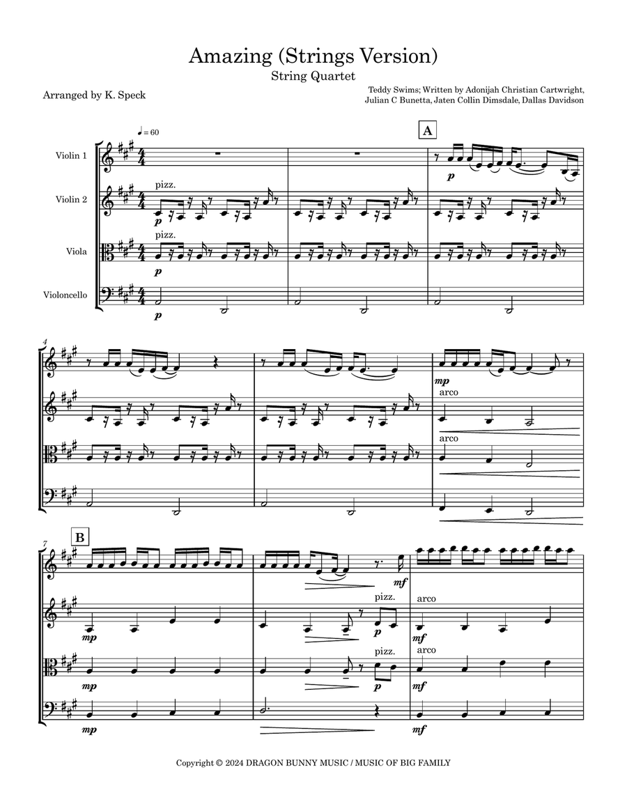 Amazing Amazing String Quartet scores gallery preview page 1