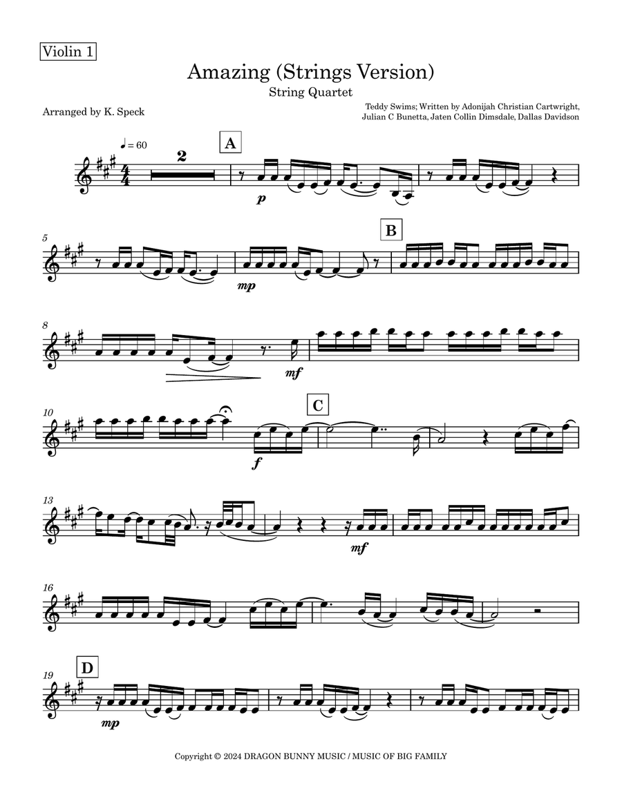 Amazing Amazing String Quartet scores gallery preview page 5