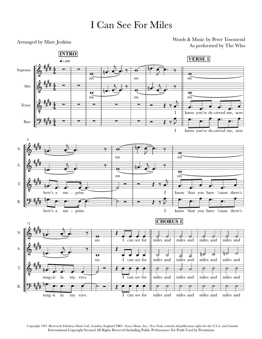 I Can See For Miles I Can See For Miles 4-Part scores gallery preview page 1